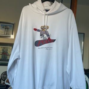 Ralph Lauren Polo Bear Snowboard White 6X Double Knit Hoodie